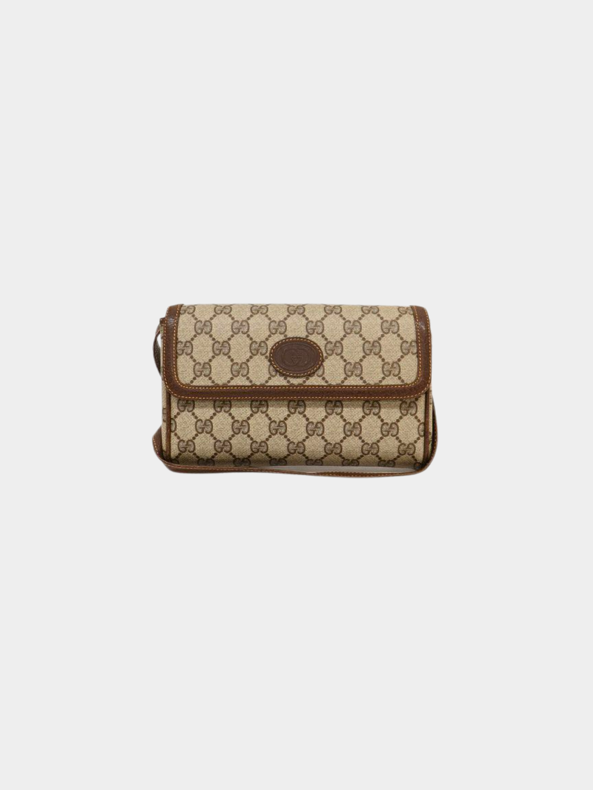 Gucci 2000s Beige Brown GG Supreme PVC Interlocking Shoulder Bag