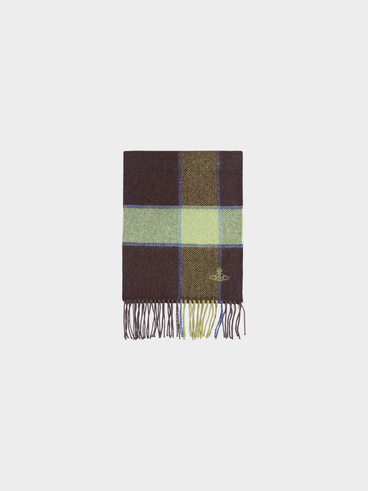 Vivienne Westwood 2000s Brown and Green Check Pattern Scarf