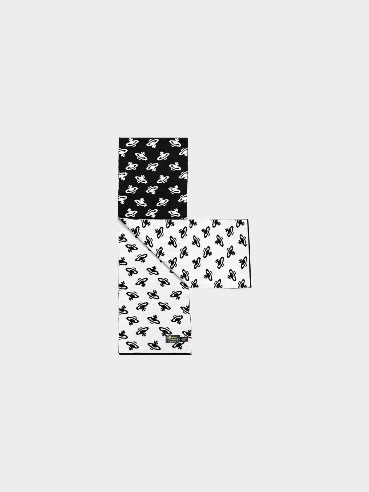 Vivienne Westwood 2000s Black and White Contrast All-over Orb Pattern Print Muffler/Scarf