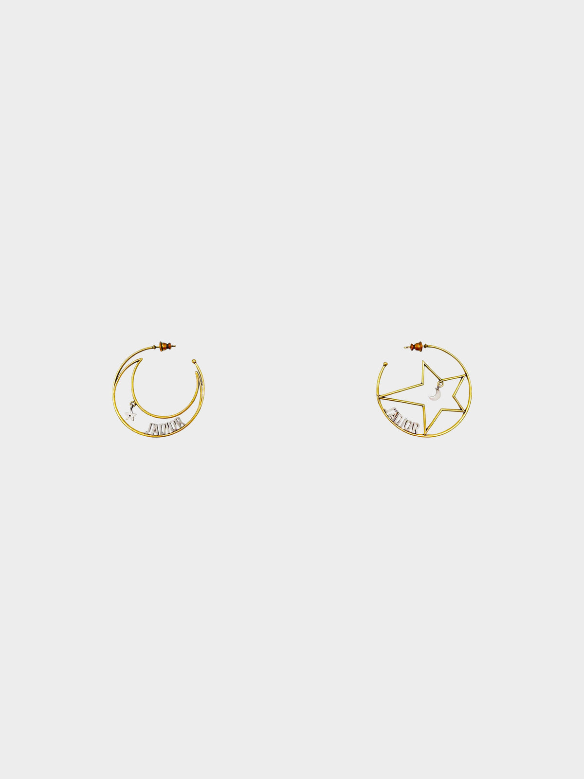 Christian Dior 2010s Moon and Star J'Adior Asymmetrical Hoop Earrings