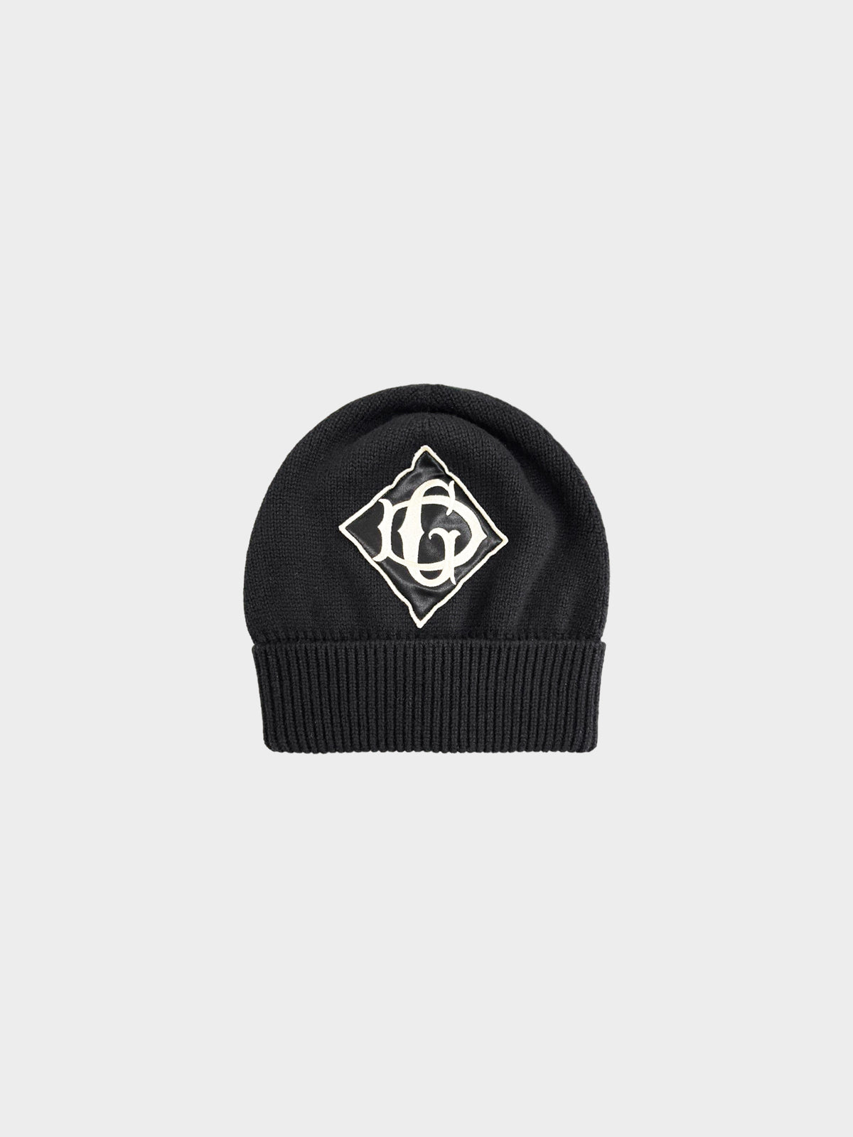 Dolce and Gabbana 2010s Wool Knit Beanie with Silk Embroidered Logo