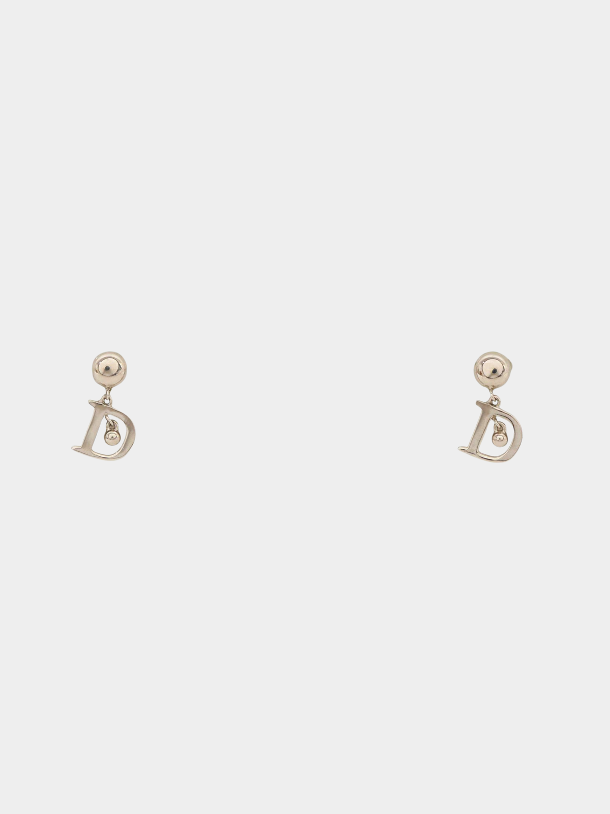 Christian Dior 2000s Silver Plated Metal Logo Earrings
