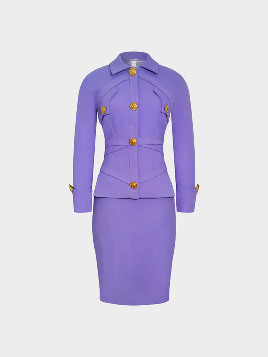 Gianni Versace FW 1992 Lilac Virgin Wool Jacket and Skirt Set