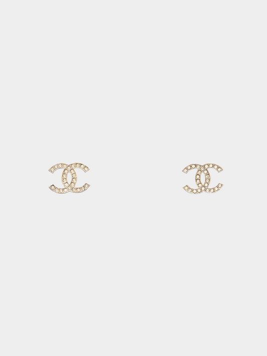 Chanel 1990s Silver COCO Rhinestone Earrings