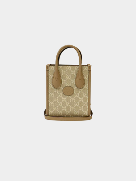 Gucci 2000s Beige PVC Interlocking 2-Way Bag