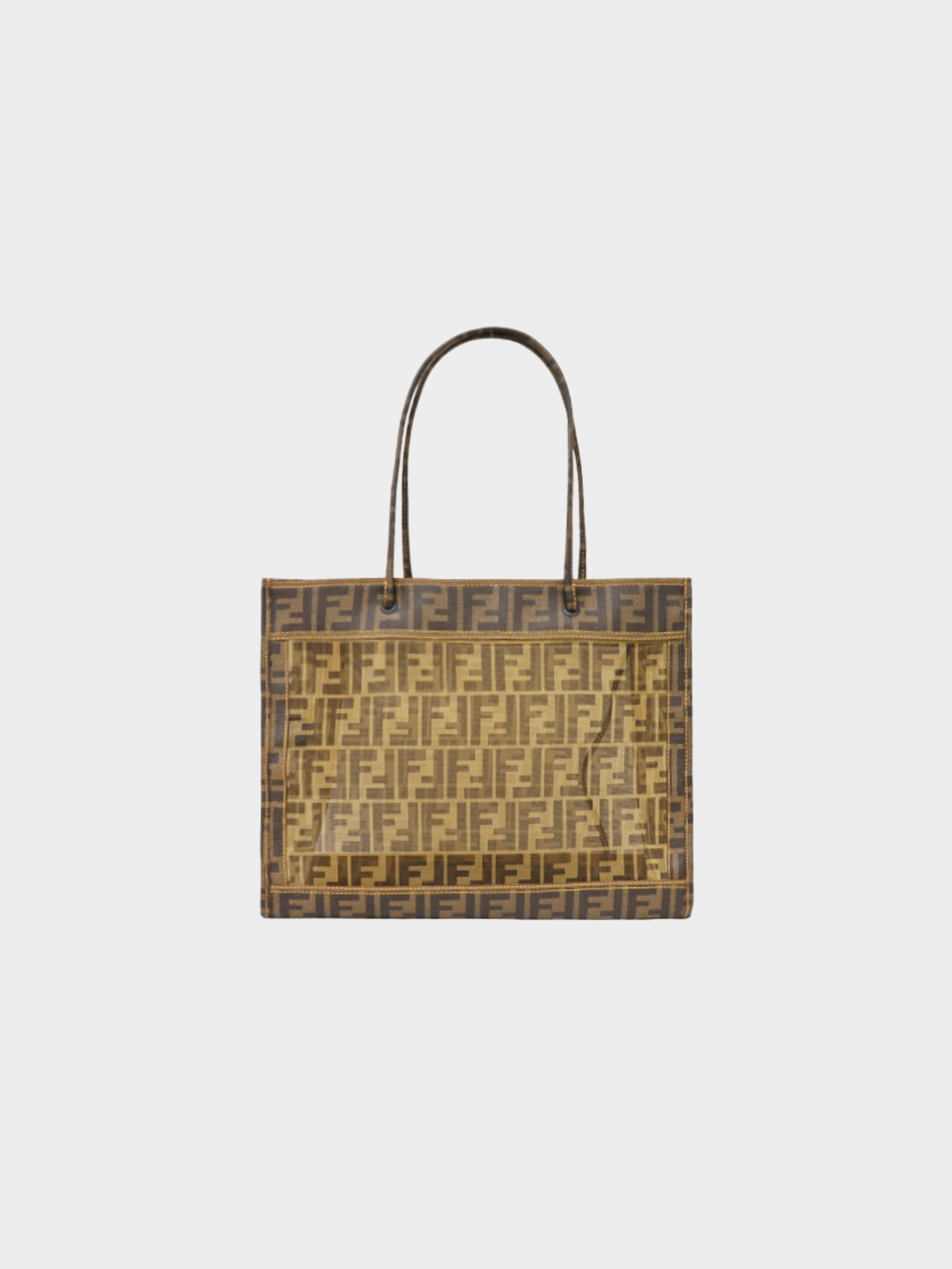 Fendi 2000s Brown Zucca Pattern Mesh Tote Bag