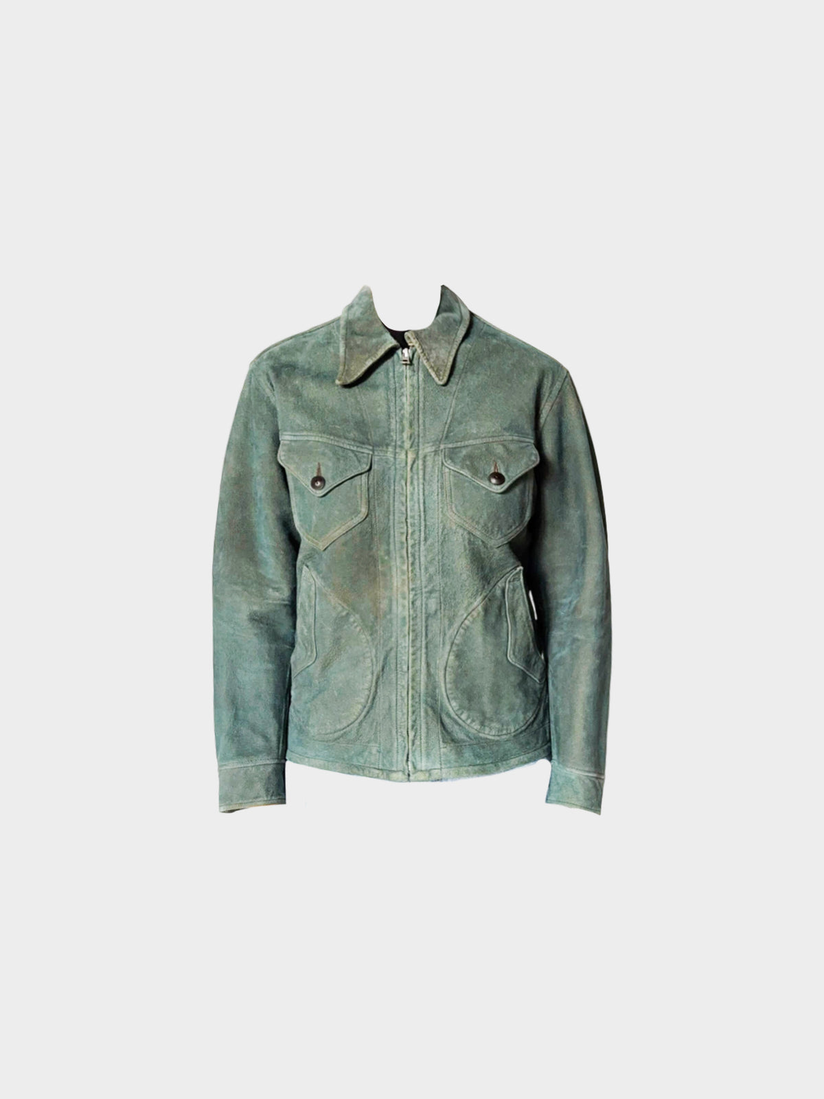 Ralph Lauren 1990s Blue Suede Zip-up Jacket