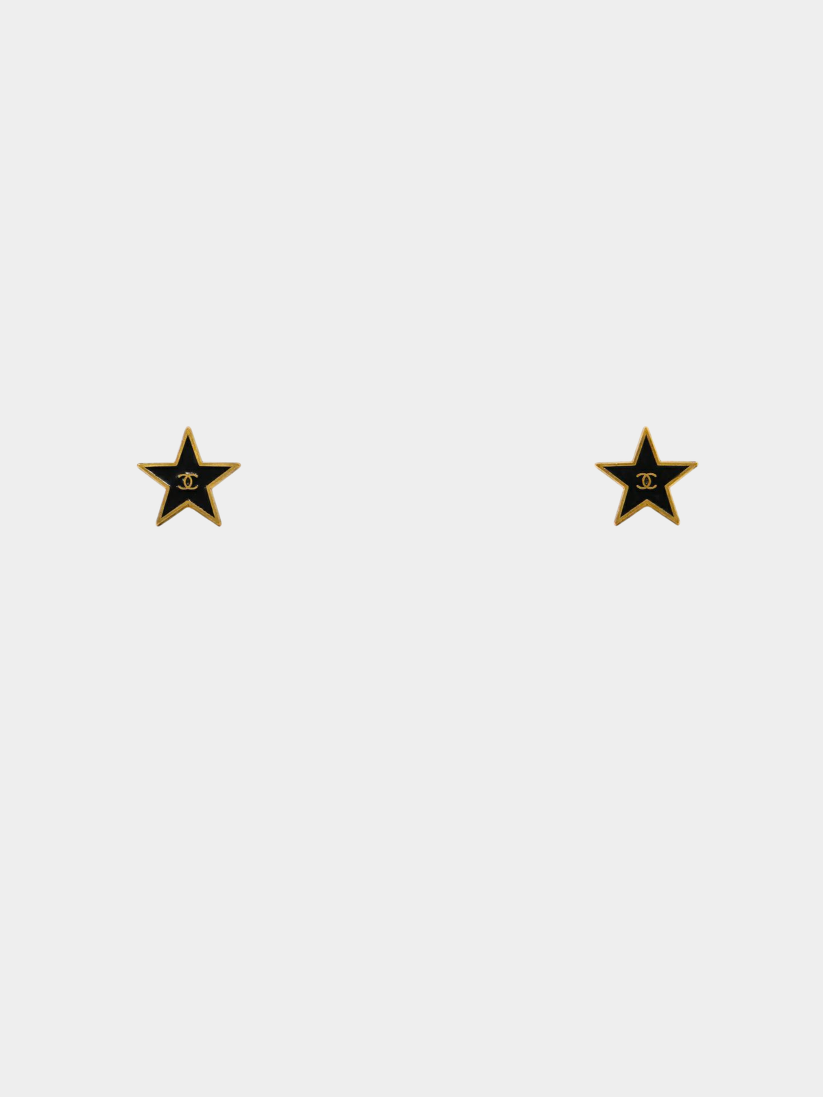 Chanel 2000s Black Gold Coco Star Earrings