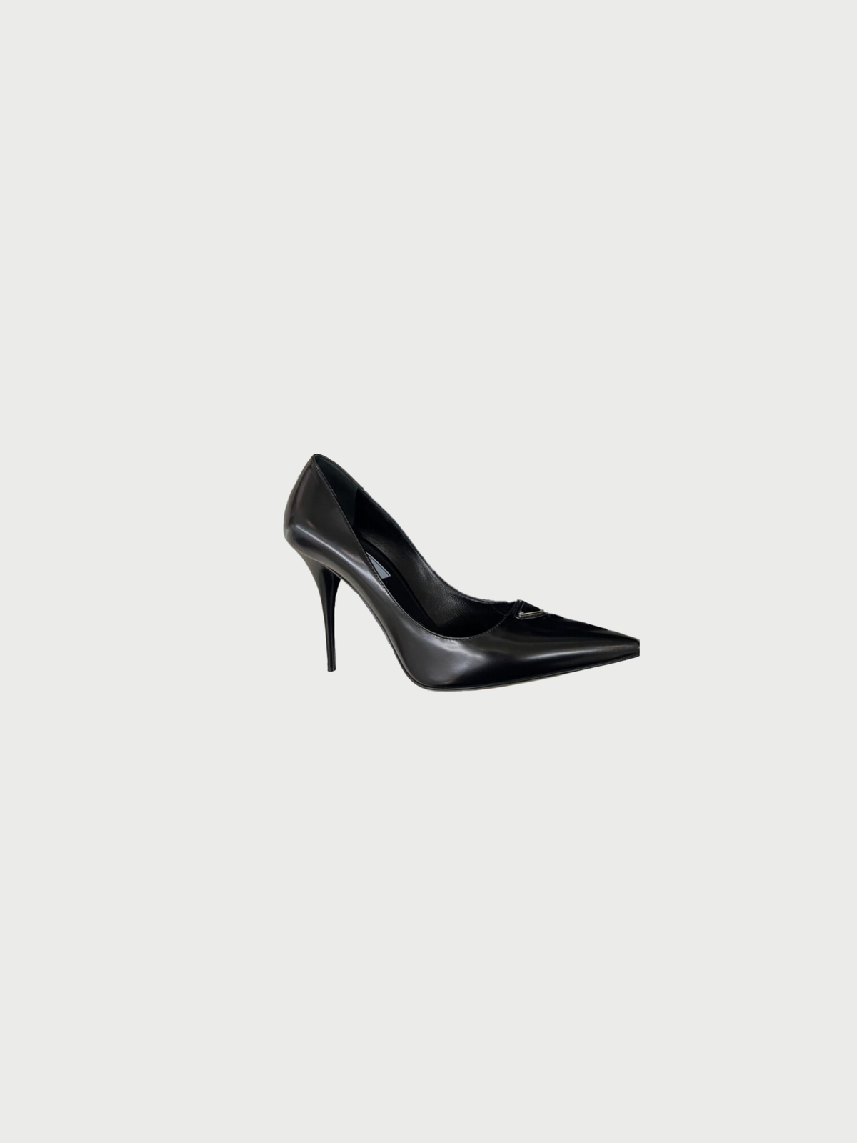 Prada 2020s Black Brushed Leather Logo Pumps