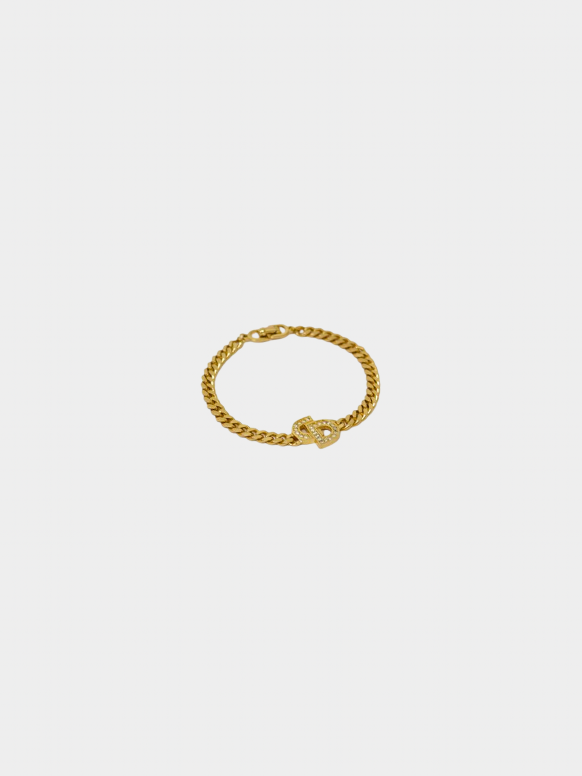 Christian Dior 2000s Gold CD Rhinestone Bracelet