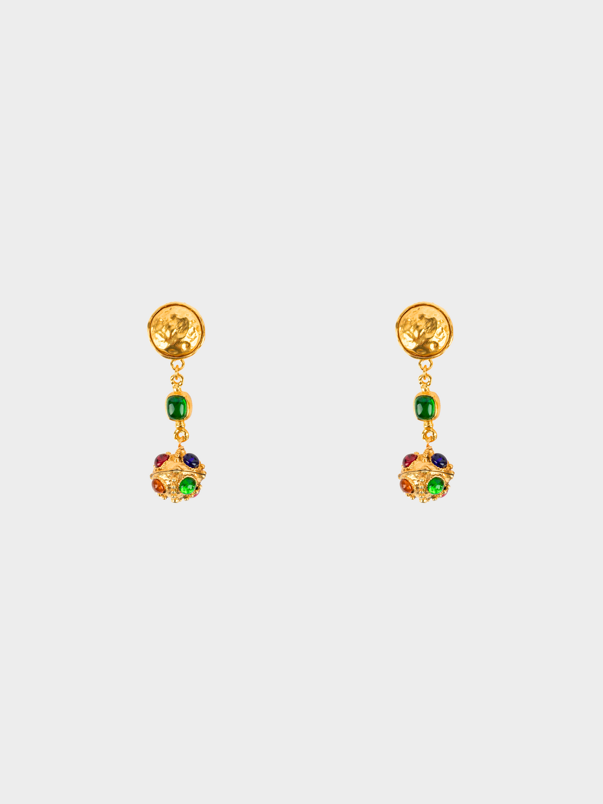 Chanel 1980s Gold Byzantine Hanging Clip-on Earrings