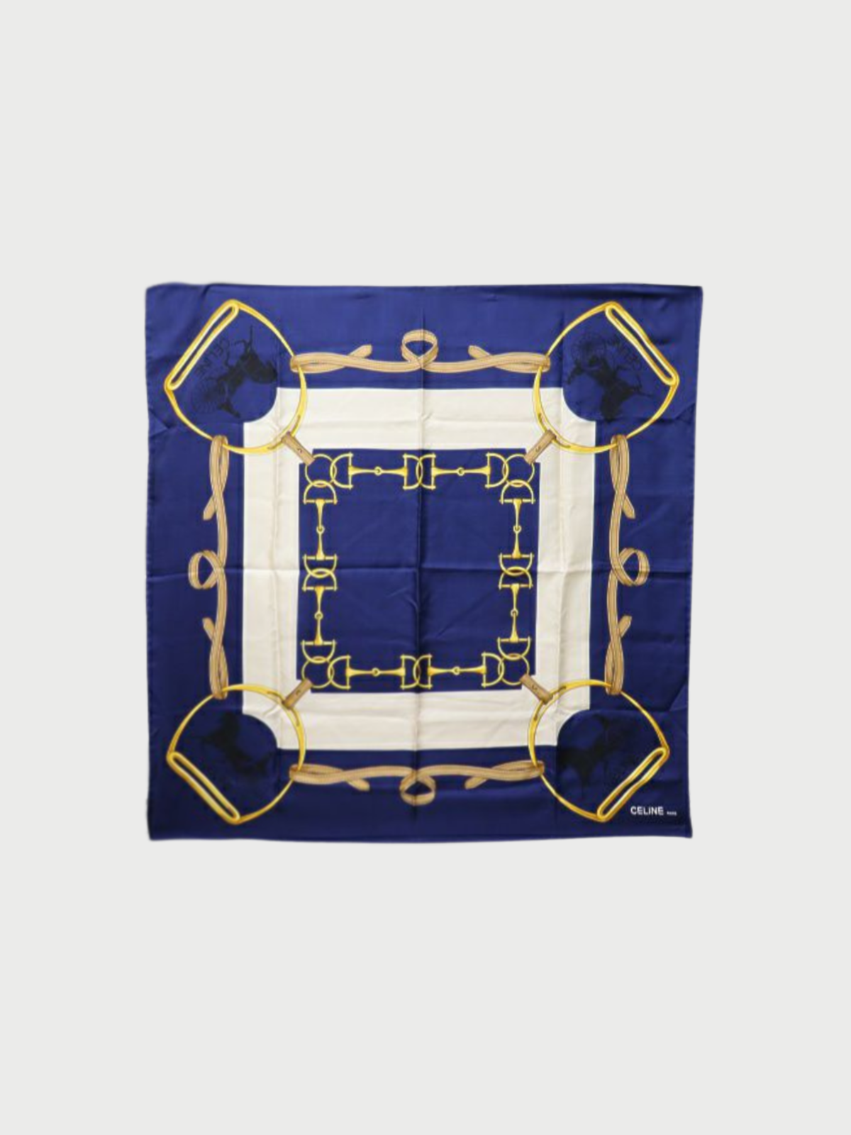 Celine 2000s Multicolor Silk Logo Print Scarf