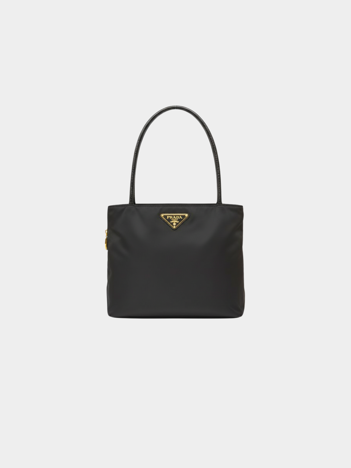 Prada 2000s Black Triangle Logo Nylon Tote Bag