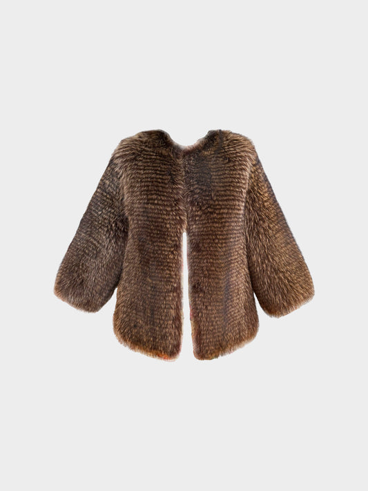 Dolce and Gabbana 2000s Brown Raccoon Fur Cropped Coat