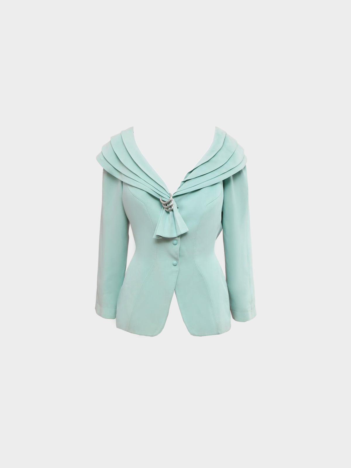 Thierry Mugler 1990s Pastel Blue Crepe Sailor Style Jacket