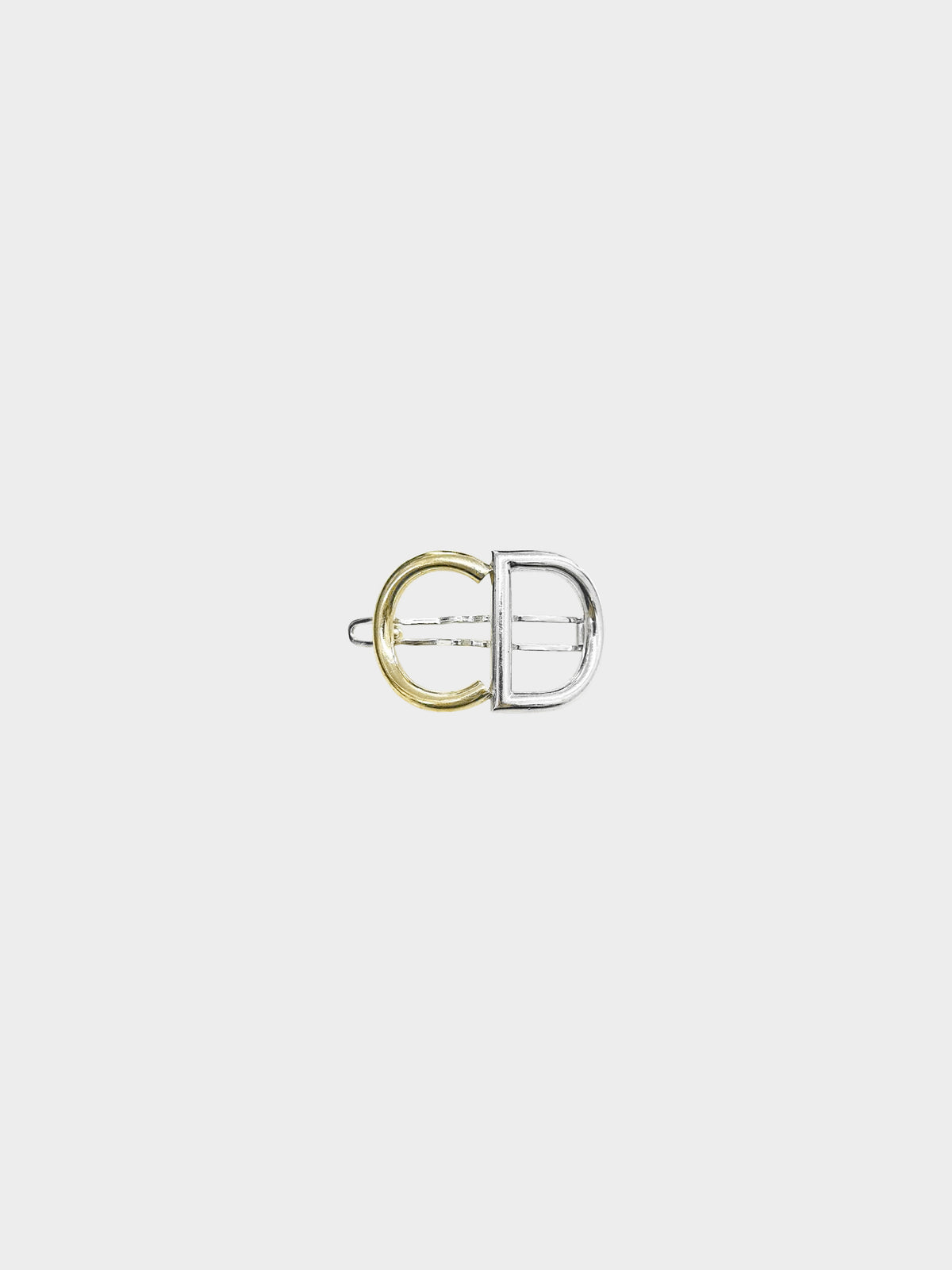 Christian Dior 1990s Gold and Silver CD Logo Barrette Clip