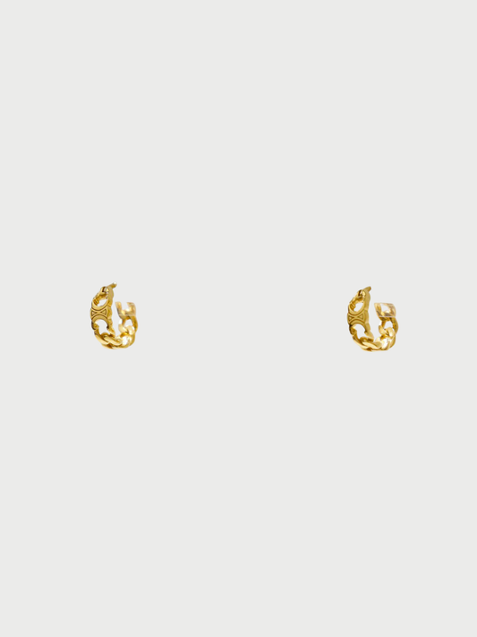 Celine 2000s Gold Plated Metal Triomphe Chain Earrings
