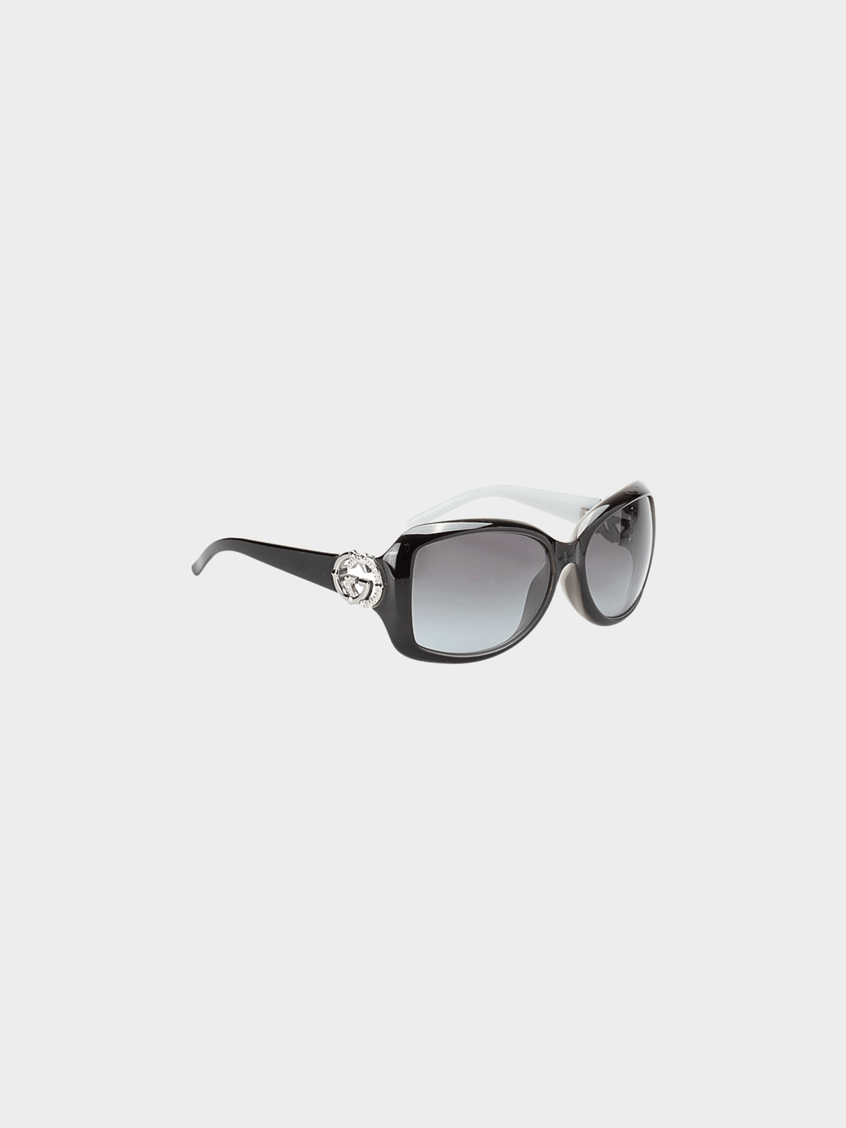 Gucci 2010s Black Interlocking G Bamboo Rhinestone Sunglasses