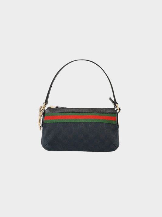 Gucci 2000s Black Sherry Line GG Canvas One-Shoulder Bag
