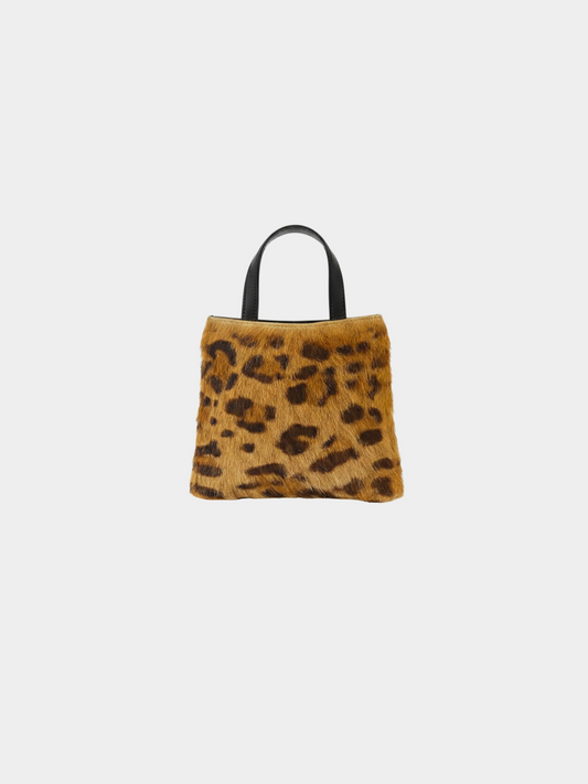 Loewe 2000s Brown Black Leopard Haircalf Mini Handbag