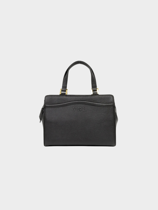Yves Saint Laurent 2000s Black Logo-Embossed Leather Handbag