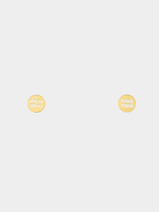 Miu Miu 2010s Gold Logo Earrings
