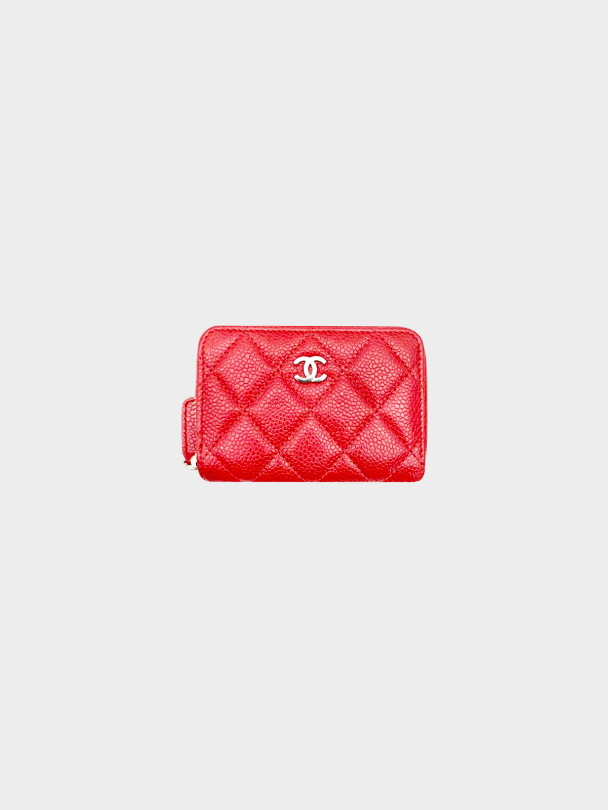 Chanel 2015 Red Matelasse Caviar Skin Coin Case