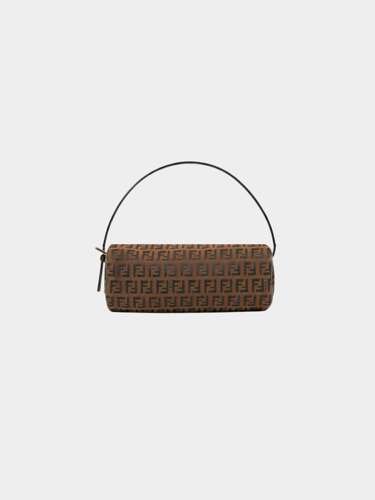 Fendi 2000s Brown Zucchino Canvas Leather Trim One-Shoulder Bag