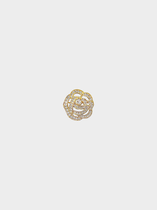 Christian Dior 1990s Gold Rhinestone Flower Brooch