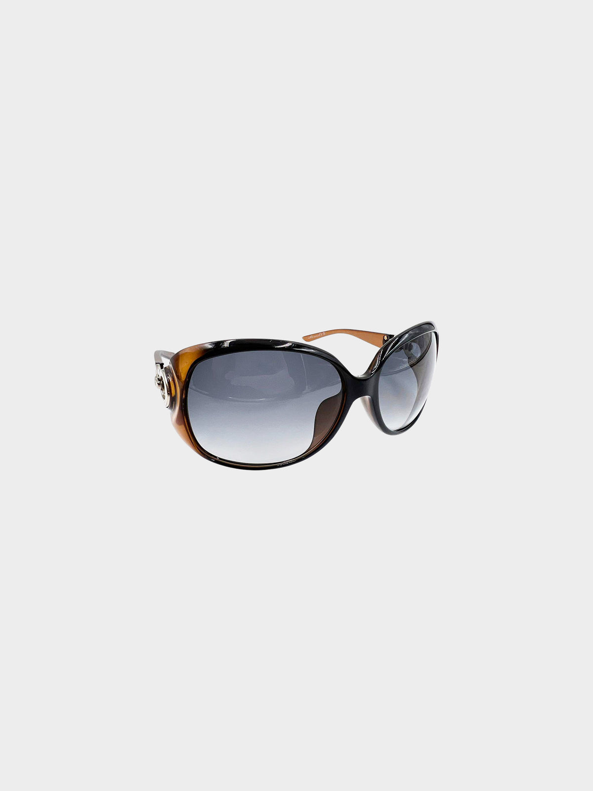 Christian Dior 2000s Brown Lady 1F/S Oversized Sunglasses