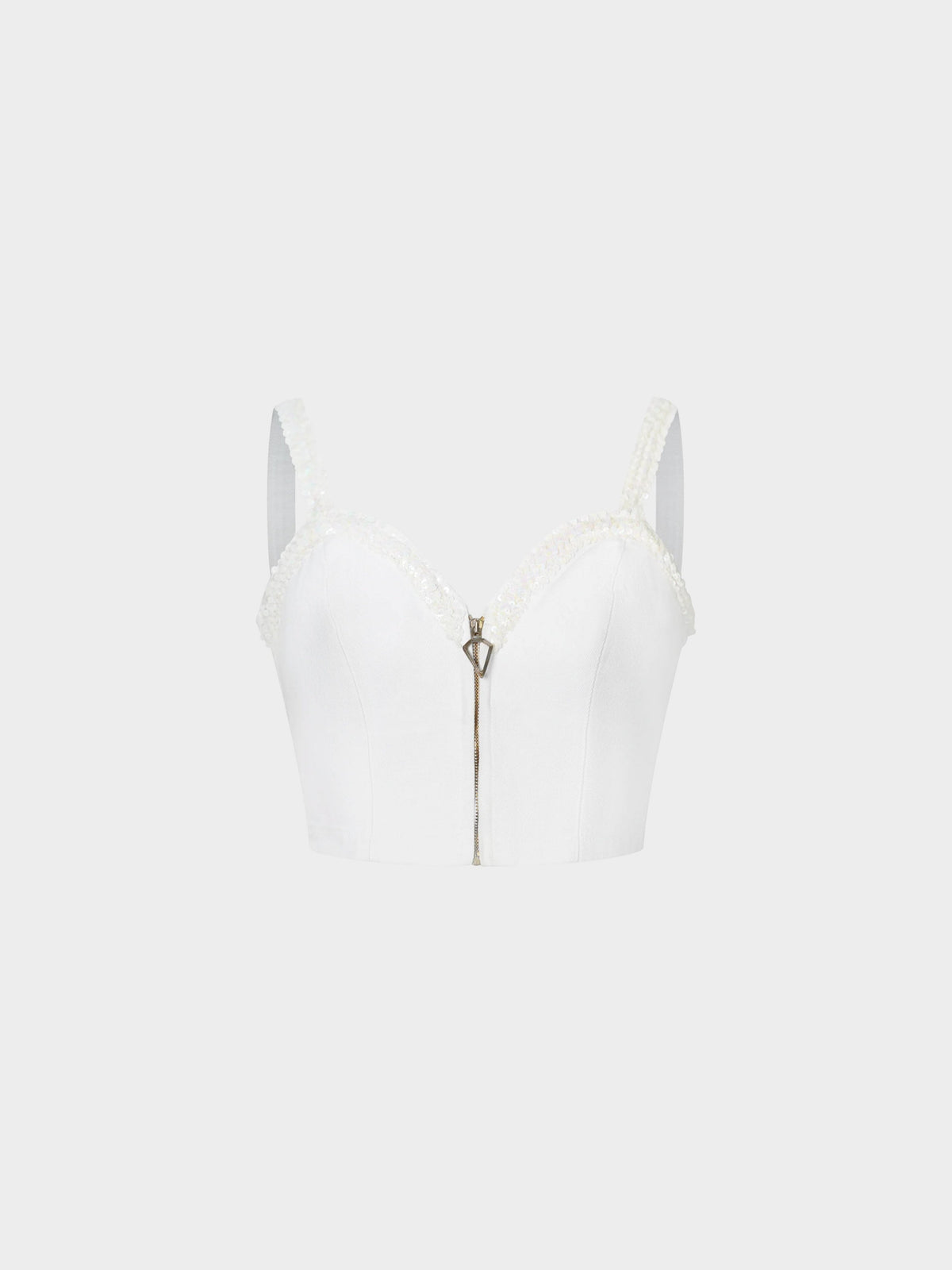 Blumarine 2000s White Sequin Bustier Top