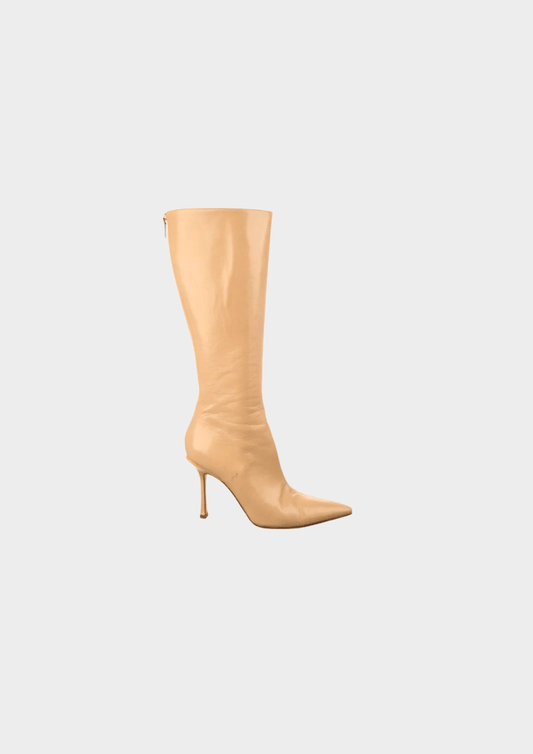 Jimmy Choo 2000s Beige Leather Knee High Boots