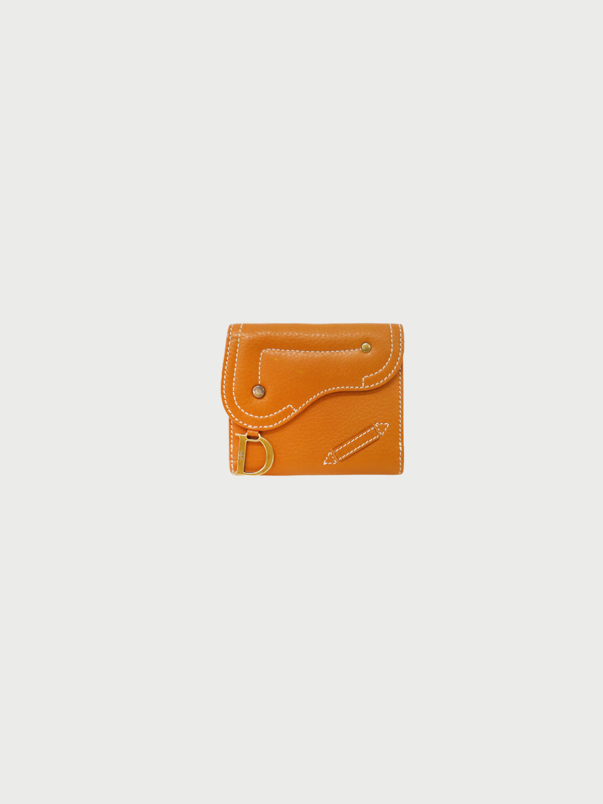 Christian Dior 2023 Brown Leather Saddle Lotus Wallet