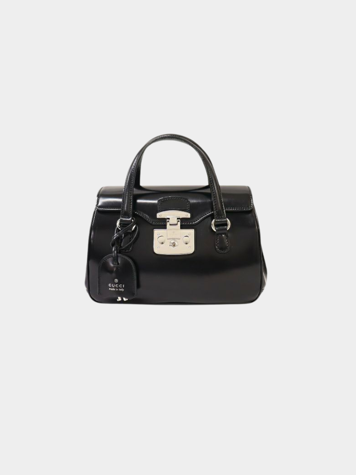 Gucci 2010s Black Leather Lady Lock Handbag