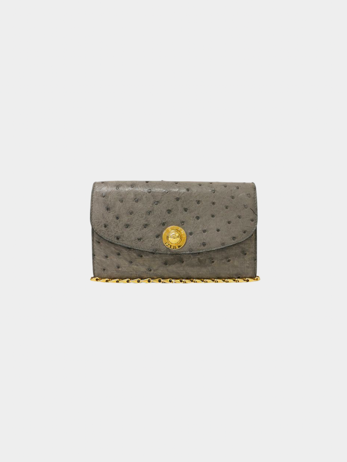 Celine 2000s Gray Star Ball Ostrich Leather Chain Shoulder Bag