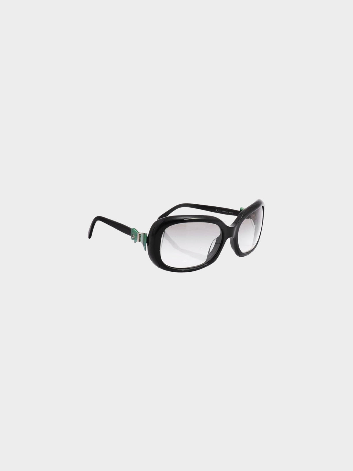 Chanel Early 2000s Black Acetate CC Bow Sunglasses