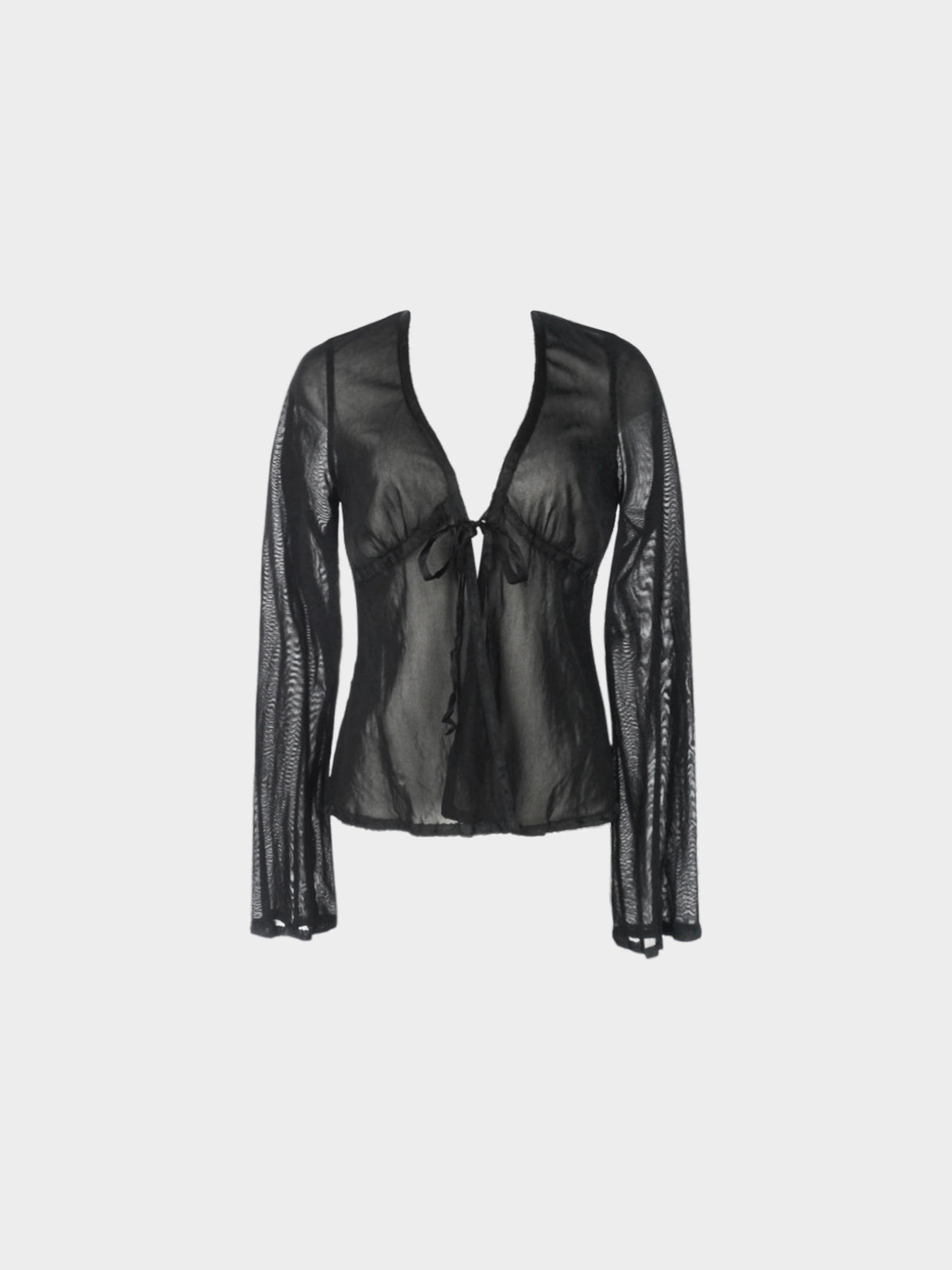Jean Paul Gaultier 2000s Black Nylon Mesh Long Sleeve Top