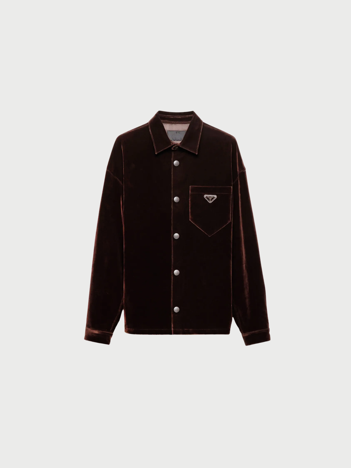 Prada 2022 Dark Brown Velvet Triangle Logo Blouson