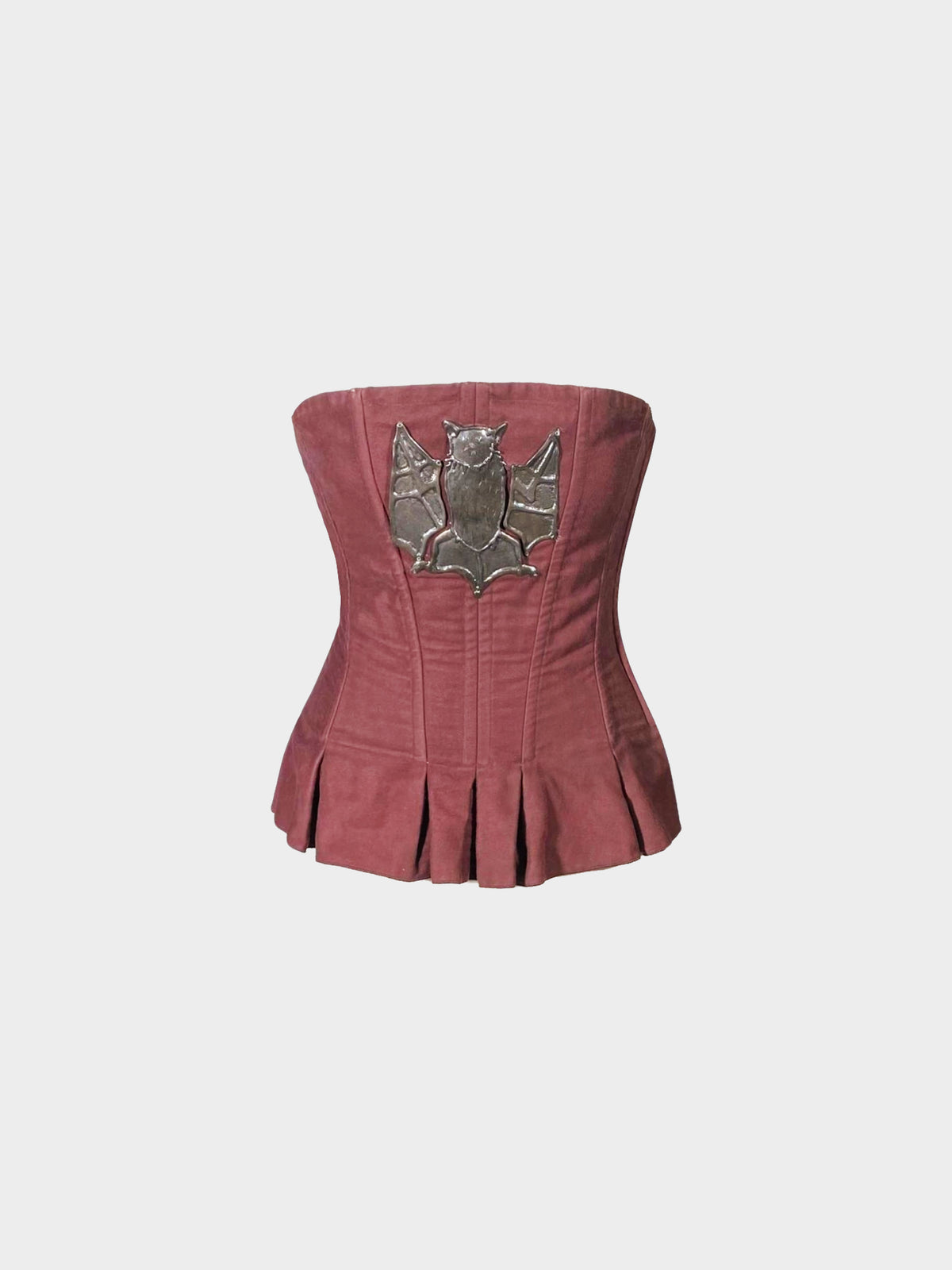 Chloé by Stella McCartney FW 2001 Brown Velvet and Metal Bat Motif Bustier Corset Top