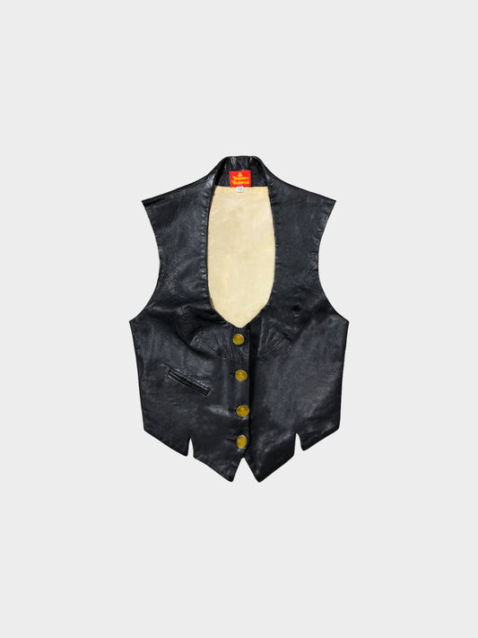 Vivienne Westwood 1990s Rare Black Button-down Leather Vest