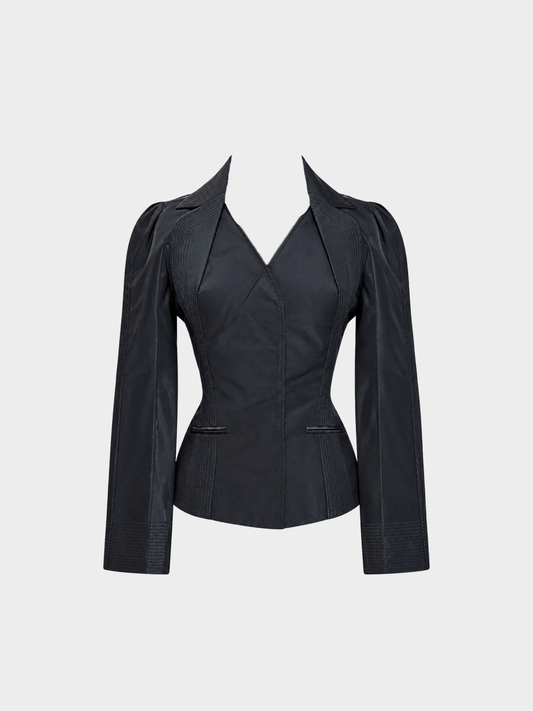 Christian Dior 2000s John Galliano Black Architectural Tailored Blazer