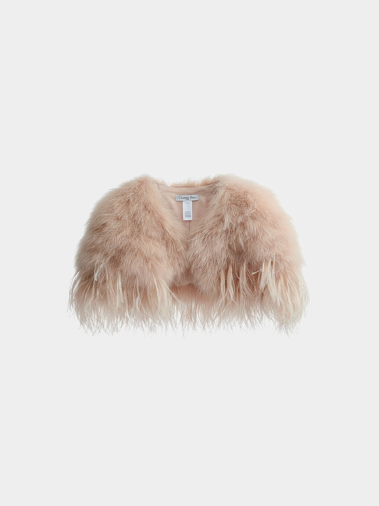 Christian Dior 2010s Blush Turkey & Ostrich Feather Bolero