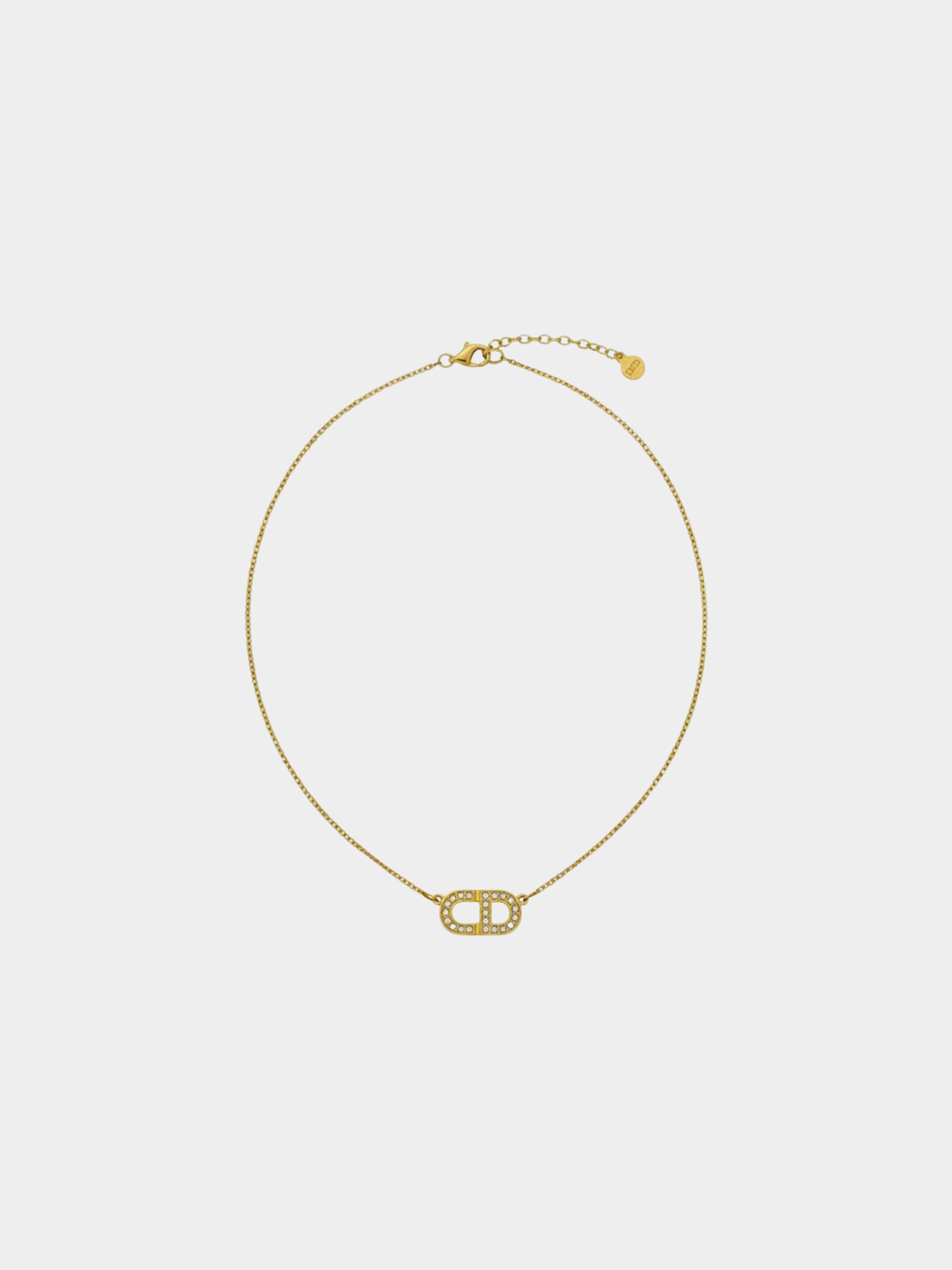 Christian Dior 2000s Gold CD Rhinestone Necklace