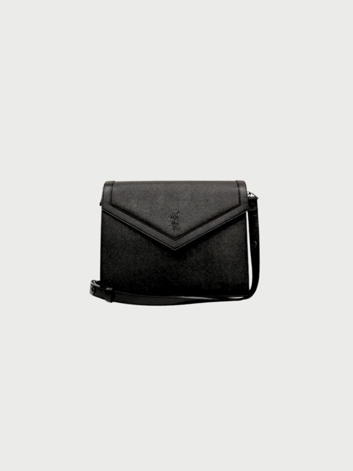 Yves Saint Laurent 2000s Black Leather Logo-Stamped Shoulder Bag
