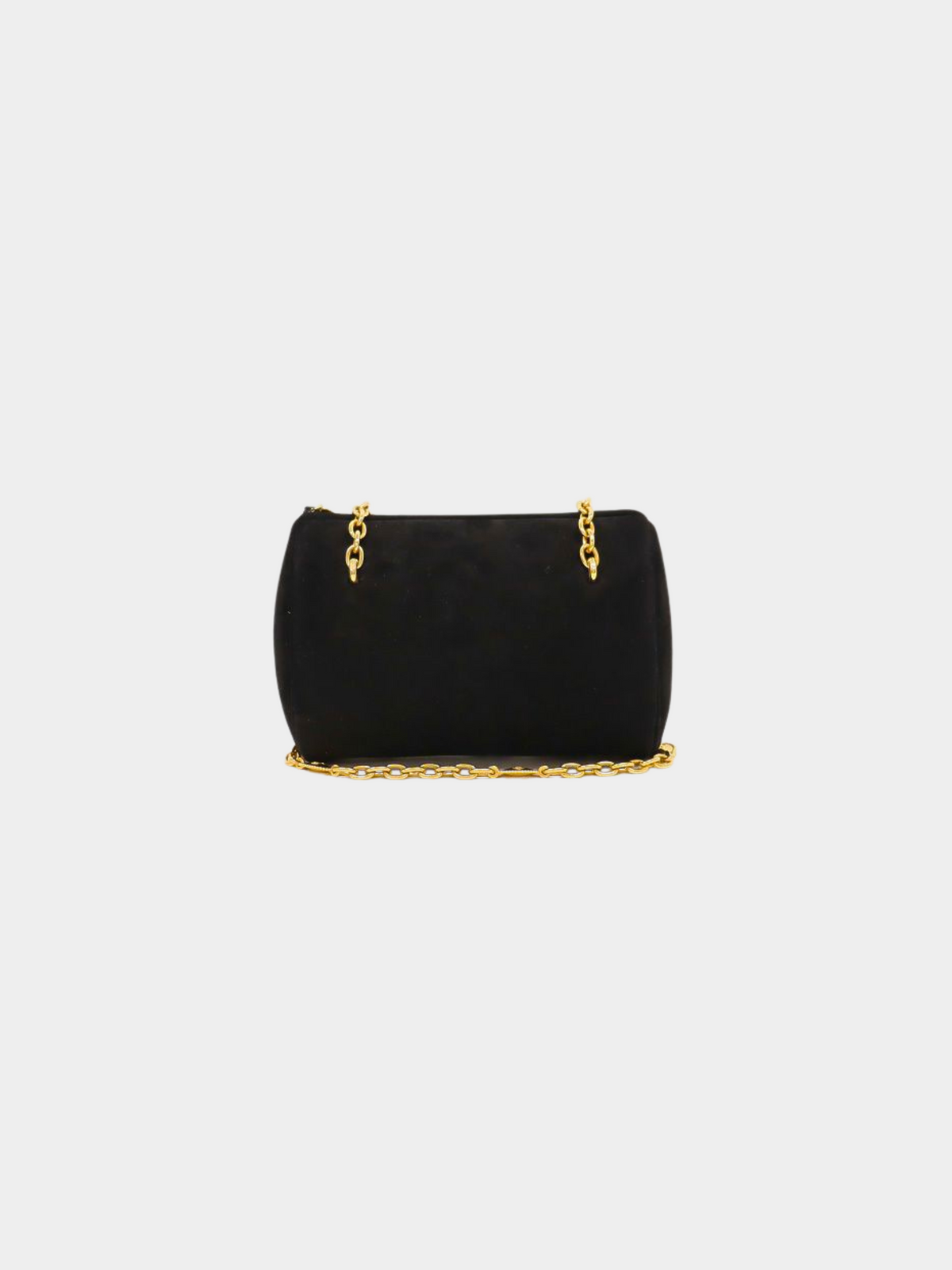 Christian Dior 2000s Black CD Oval Chain Suede Shoulder Bag