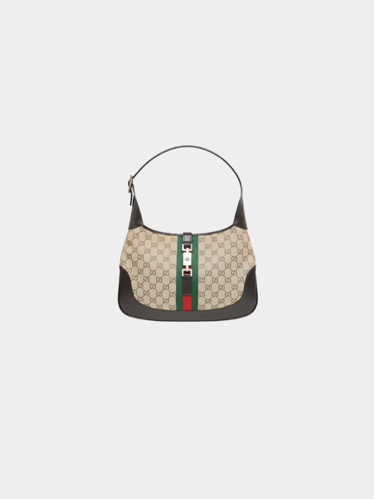 Gucci 2000s Beige Brown Sherry Line GG Jackie Shoulder Bag