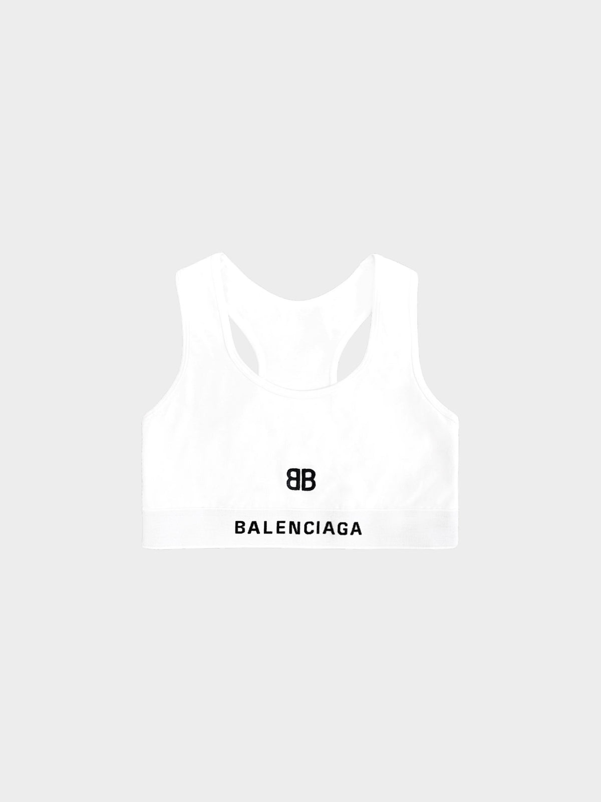Balenciaga 2021 White Logo Sports Bra
