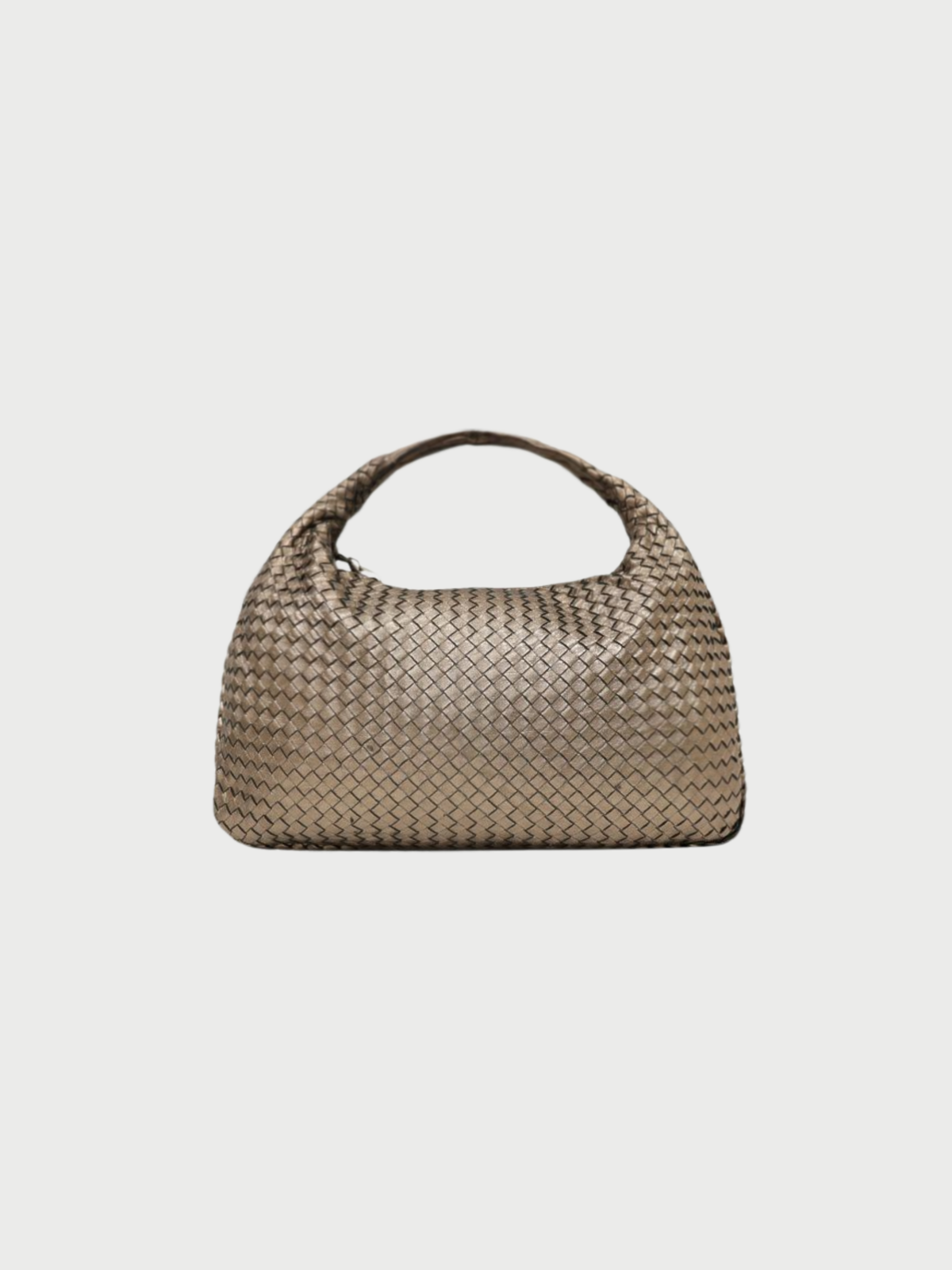 Bottega Veneta 2000s Gold Leather Intrecciato One-Shoulder Bag