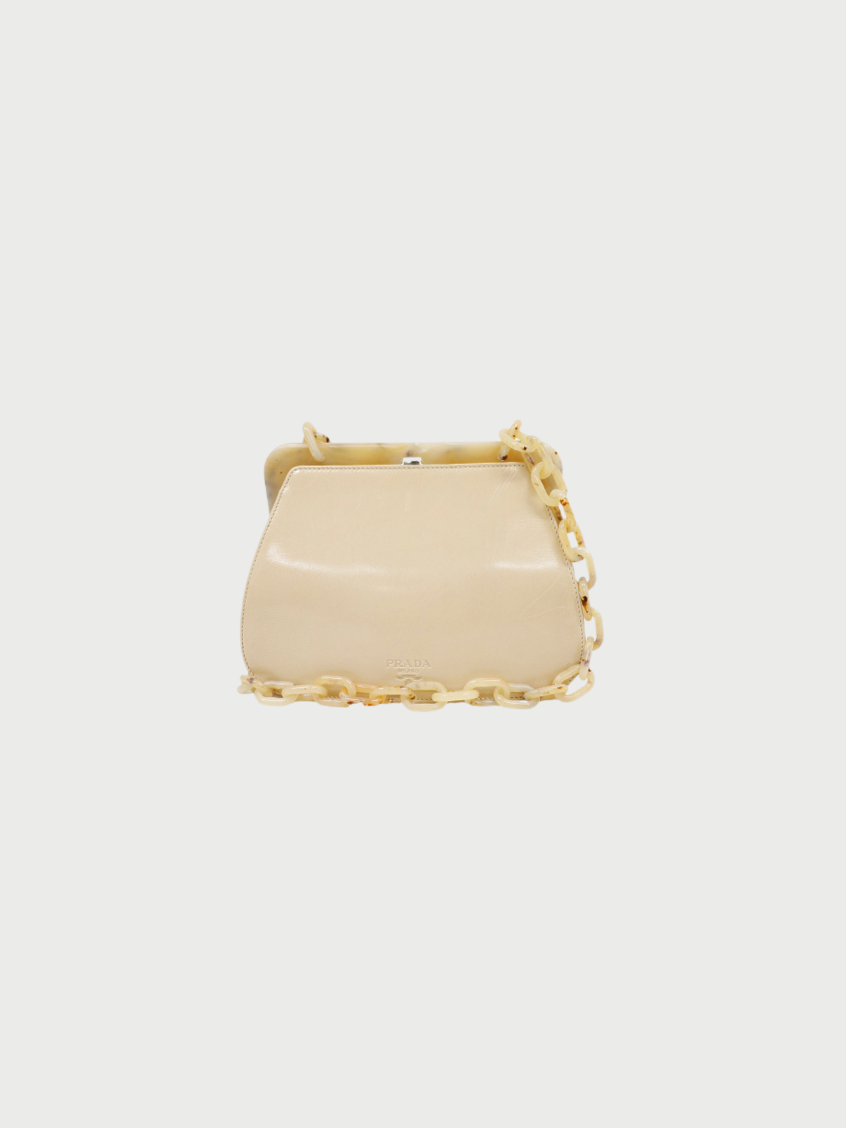 Prada 2000s Ivory Beige Leather Plastic Chain Shoulder Bag
