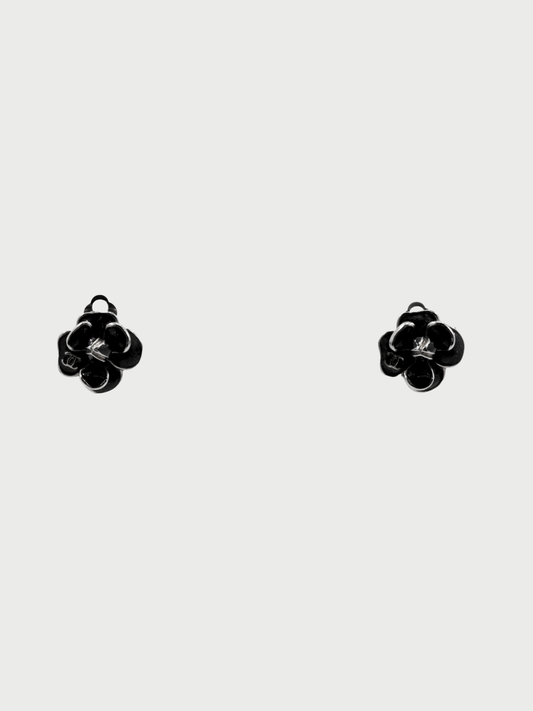 Chanel 2008 Silver Metal Camellia COCO Mark Earrings